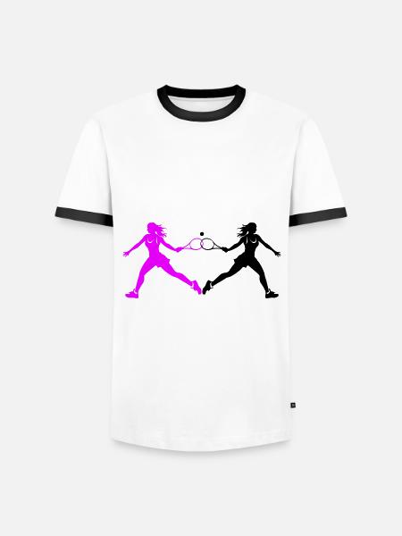 Tennis Player Silhouette - Men's Ringer Shirt - white/black