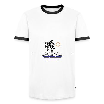 Palm Island Holidays - Men's Ringer Shirt - white/black - Front - AI Model Female 172 light (172cm) & AI Model Male 178 dark (178cm)