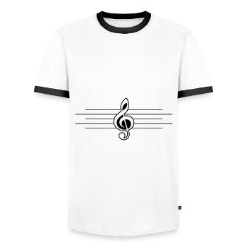 Clef Music - Men's Ringer Shirt - white/black - Front - AI Model Female 172 light (172cm) & AI Model Male 178 dark (178cm)