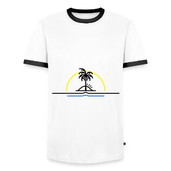 Palm trees symbol island summer - Men's Ringer Shirt - white/black - Front - AI Model Female 172 light (172cm) & AI Model Male 178 dark (178cm)