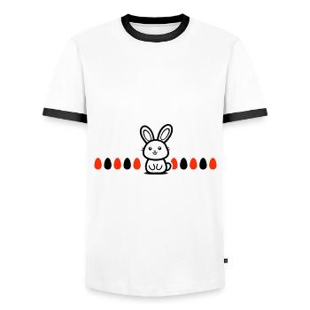 Hase Ostern - Männer Kontrast-T-Shirt - Weiß/Schwarz - Vorne - AI Model Female 172 light (172cm) & AI Model Male 178 dark (178cm)