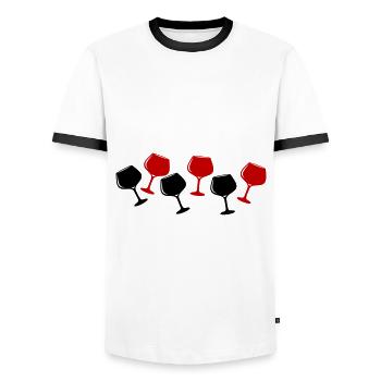 Verre à vin rouge symbole de vin - T-shirt contrasté Homme - blanc/noir - Devant - AI Model Female 172 light (172cm) & AI Model Male 178 dark (178cm)