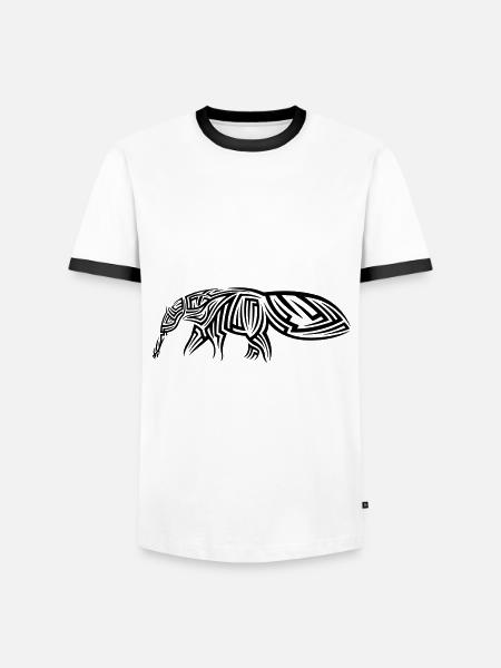 Anteater Tribal Tattoo - Men's Ringer Shirt - white/black