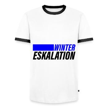 Winter Eskalation - Männer Kontrast-T-Shirt - Weiß/Schwarz - Vorne - AI Model Female 172 light (172cm) & AI Model Male 178 dark (178cm)