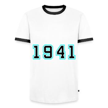 1941 Jahr Geburtstag - Männer Kontrast-T-Shirt - Weiß/Schwarz - Vorne - AI Model Female 172 light (172cm) & AI Model Male 178 dark (178cm)