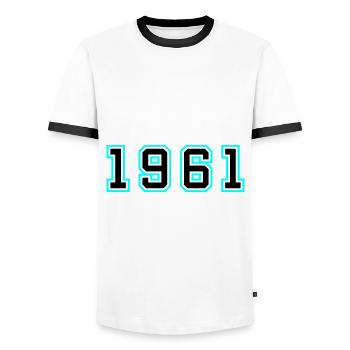 1961 Year Birthday - Men's Ringer Shirt - white/black - Front - AI Model Female 172 light (172cm) & AI Model Male 178 dark (178cm)