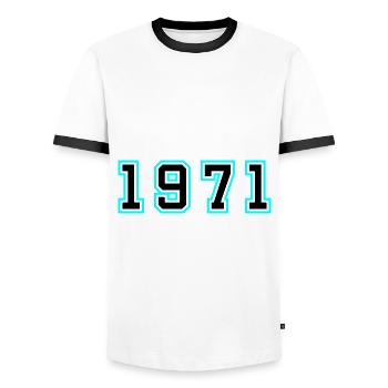 1971 Year Birthday - Men's Ringer Shirt - white/black - Front - AI Model Female 172 light (172cm) & AI Model Male 178 dark (178cm)