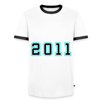 2011 Jahr Geburtstag - Männer Kontrast-T-Shirt - Weiß/Schwarz - Vorne - AI Model Female 172 light (172cm) & AI Model Male 178 dark (178cm)