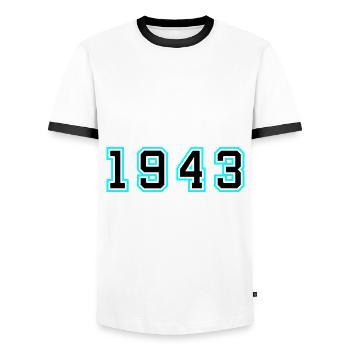 1943 Jahr Geburtstag - Männer Kontrast-T-Shirt - Weiß/Schwarz - Vorne - AI Model Female 172 light (172cm) & AI Model Male 178 dark (178cm)