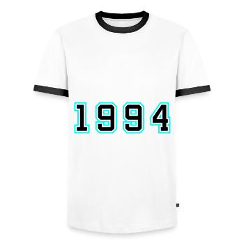 1994 Jahr Geburtstag - Männer Kontrast-T-Shirt - Weiß/Schwarz - Vorne - AI Model Female 172 light (172cm) & AI Model Male 178 dark (178cm)