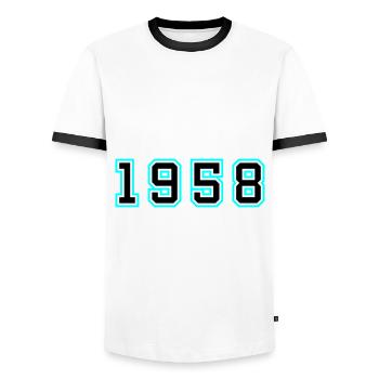 1958 Year Birthday - Men's Ringer Shirt - white/black - Front - AI Model Female 172 light (172cm) & AI Model Male 178 dark (178cm)