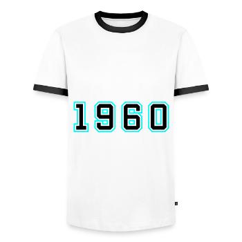 1960 Année Anniversaire - T-shirt contrasté Homme - blanc/noir - Devant - AI Model Female 172 light (172cm) & AI Model Male 178 dark (178cm)