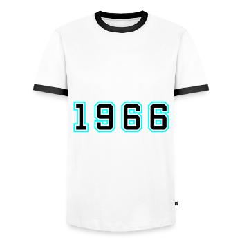 1966 Year Birthday - Men's Ringer Shirt - white/black - Front - AI Model Female 172 light (172cm) & AI Model Male 178 dark (178cm)
