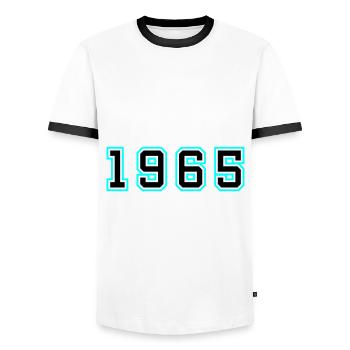 1965 Année Anniversaire - T-shirt contrasté Homme - blanc/noir - Devant - AI Model Female 172 light (172cm) & AI Model Male 178 dark (178cm)
