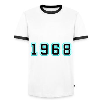 1968 Jahr Geburtstag - Männer Kontrast-T-Shirt - Weiß/Schwarz - Vorne - AI Model Female 172 light (172cm) & AI Model Male 178 dark (178cm)