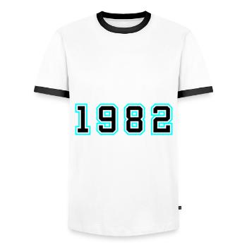 1982 Year Birthday - Men's Ringer Shirt - white/black - Front - AI Model Female 172 light (172cm) & AI Model Male 178 dark (178cm)