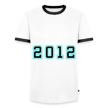2012 Year Birthday - Men's Ringer Shirt - white/black - Front - AI Model Female 172 light (172cm) & AI Model Male 178 dark (178cm)