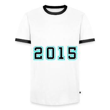 2015 Year Birthday - Men's Ringer Shirt - white/black - Front - AI Model Female 172 light (172cm) & AI Model Male 178 dark (178cm)