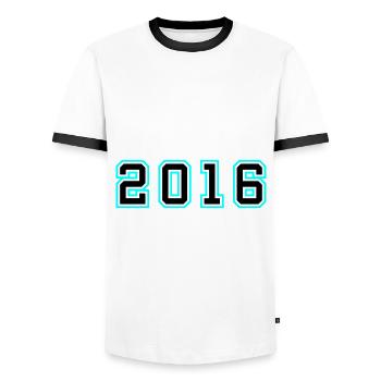 2016 Year Birthday - Men's Ringer Shirt - white/black - Front - AI Model Female 172 light (172cm) & AI Model Male 178 dark (178cm)