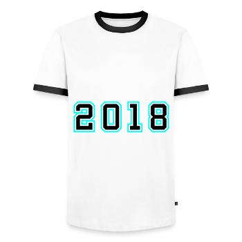 2018 Year Birthday - Men's Ringer Shirt - white/black - Front - AI Model Female 172 light (172cm) & AI Model Male 178 dark (178cm)