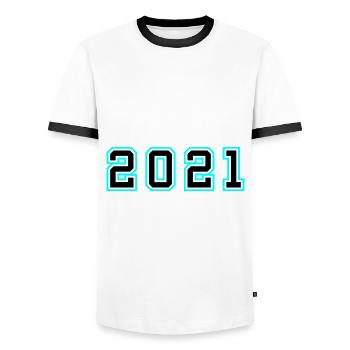2021 Year Birthday - Men's Ringer Shirt - white/black - Front - AI Model Female 172 light (172cm) & AI Model Male 178 dark (178cm)