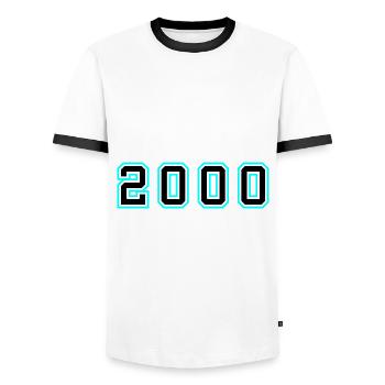2000 Jahr Geburtstag - Männer Kontrast-T-Shirt - Weiß/Schwarz - Vorne - AI Model Female 172 light (172cm) & AI Model Male 178 dark (178cm)