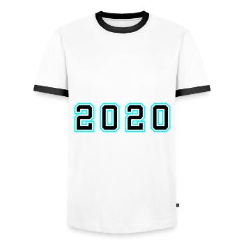 Année 2020 Anniversaire - T-shirt contrasté Homme - blanc/noir - Devant - AI Model Female 172 light (172cm) & AI Model Male 178 dark (178cm)