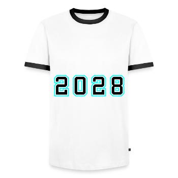 2028 Year Birthday - Men's Ringer Shirt - white/black - Front - AI Model Female 172 light (172cm) & AI Model Male 178 dark (178cm)