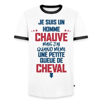 Chauve le meilleur des chauves humour - T-shirt contrasté Homme - blanc/noir - Devant - AI Model Female 172 light (172cm) & AI Model Male 178 dark (178cm)