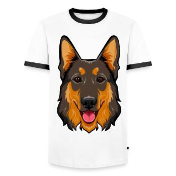 Berger allemand - T-shirt contrasté Homme - blanc/noir - Devant - AI Model Female 172 light (172cm) & AI Model Male 178 dark (178cm)