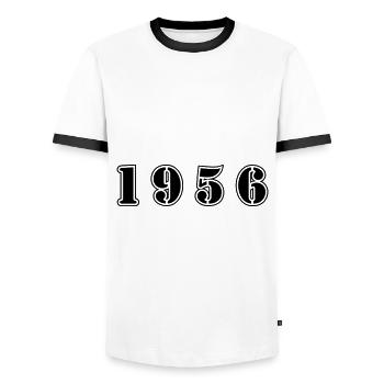 1956 year birthday - Men's Ringer Shirt - white/black - Front - AI Model Female 172 light (172cm) & AI Model Male 178 dark (178cm)