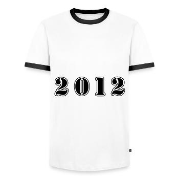 2012 year birthday - Men's Ringer Shirt - white/black - Front - AI Model Female 172 light (172cm) & AI Model Male 178 dark (178cm)