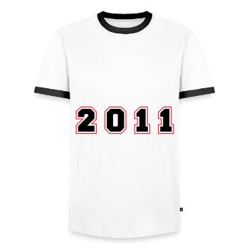Numéro de l’année 2011 - T-shirt contrasté Homme - blanc/noir - Devant - AI Model Female 172 light (172cm) & AI Model Male 178 dark (178cm)