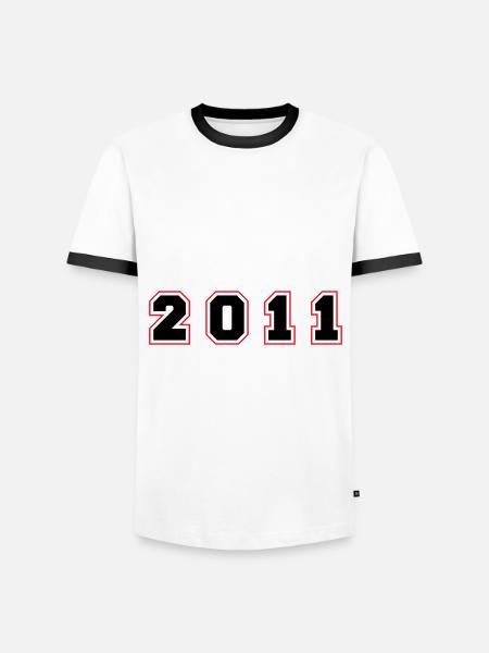 2011 Year Number - Men's Ringer Shirt - white/black