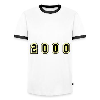 2000 Jahr Zahl - Männer Kontrast-T-Shirt - Weiß/Schwarz - Vorne - AI Model Female 172 light (172cm) & AI Model Male 178 dark (178cm)