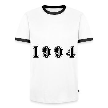 1994 Jahr Geburtstag - Männer Kontrast-T-Shirt - Weiß/Schwarz - Vorne - AI Model Female 172 light (172cm) & AI Model Male 178 dark (178cm)