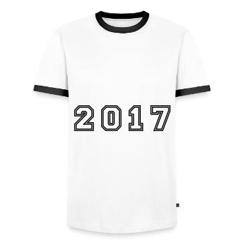 2017 Jahr Zahl - Männer Kontrast-T-Shirt - Weiß/Schwarz - Vorne - AI Model Female 172 light (172cm) & AI Model Male 178 dark (178cm)