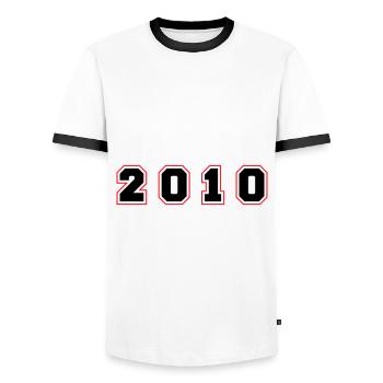 2010 Year Number - Men's Ringer Shirt - white/black - Front - AI Model Female 172 light (172cm) & AI Model Male 178 dark (178cm)