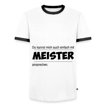 Meister - Männer Kontrast-T-Shirt - Weiß/Schwarz - Vorne - AI Model Female 172 light (172cm) & AI Model Male 178 dark (178cm)
