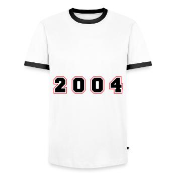2004 Jahr Zahl - Männer Kontrast-T-Shirt - Weiß/Schwarz - Vorne - AI Model Female 172 light (172cm) & AI Model Male 178 dark (178cm)