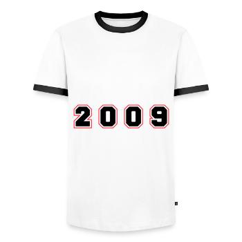 2009 Jahr Zahl - Männer Kontrast-T-Shirt - Weiß/Schwarz - Vorne - AI Model Female 172 light (172cm) & AI Model Male 178 dark (178cm)