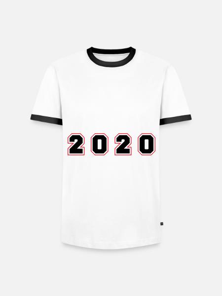 2020 Year Number - Men's Ringer Shirt - white/black