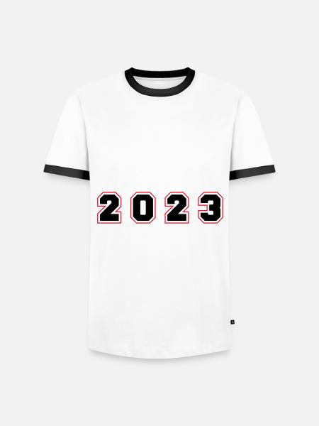 2023 year number - Men's Ringer Shirt - white/black