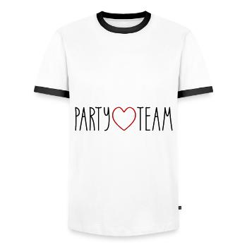 Party Team Herz - Männer Kontrast-T-Shirt - Weiß/Schwarz - Vorne - AI Model Female 172 light (172cm) & AI Model Male 178 dark (178cm)