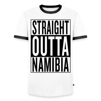 Namibia - Men's Ringer Shirt - white/black - Front - AI Model Female 172 light (172cm) & AI Model Male 178 dark (178cm)