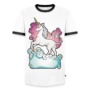 Unicorn Rainbow Daughter Gift Birthday - Men's Ringer Shirt - white/black - Front - AI Model Female 172 light (172cm) & AI Model Male 178 dark (178cm)