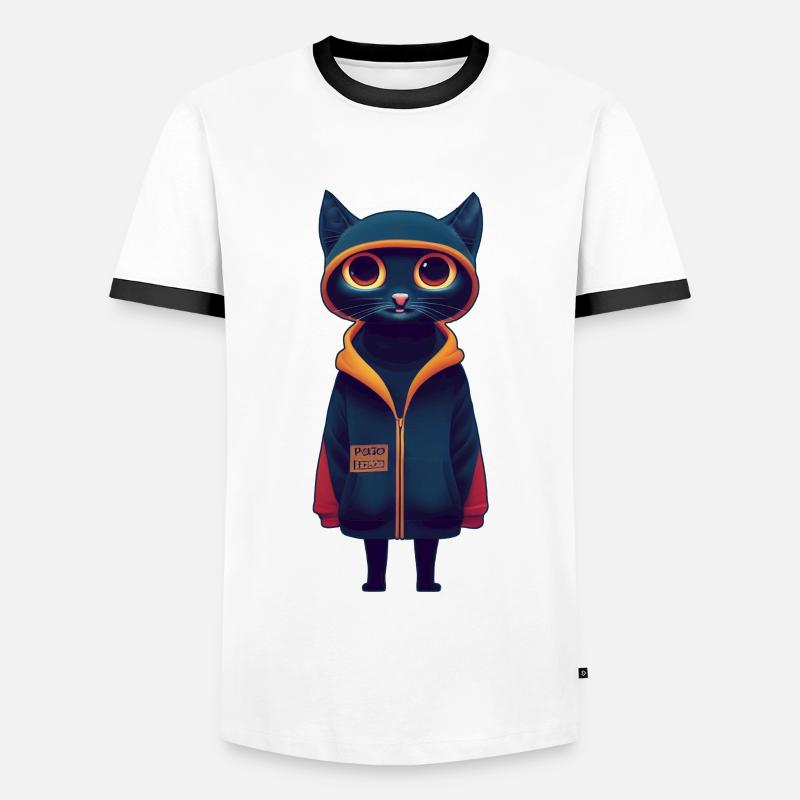 Chat avec pull - T-shirt contrasté Homme - blanc/noir