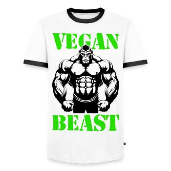 Gorille Bodybuilder Muscles - T-shirt contrasté Homme - blanc/noir - Devant - AI Model Female 172 light (172cm) & AI Model Male 178 dark (178cm)
