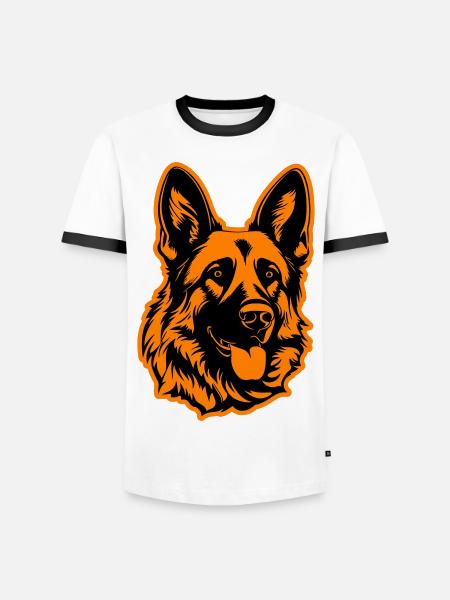 German Shepherd Dog Head - Men's Ringer Shirt - white/black