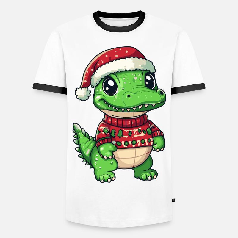 Alligator Christmas Comic - Men's Ringer Shirt - white/black